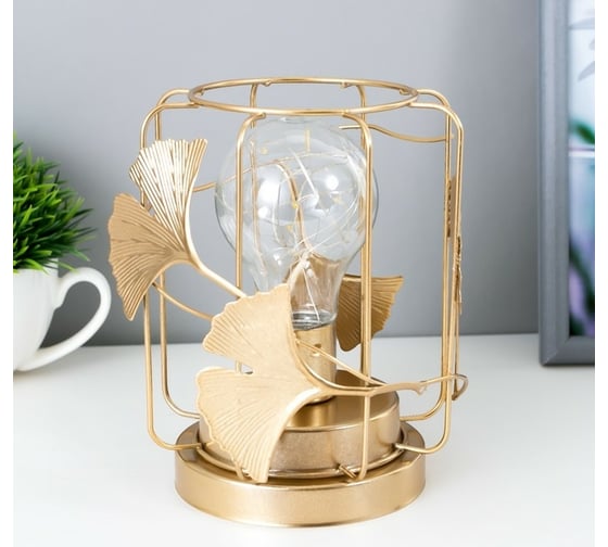 Ночник RisaLux "Листья" LED от батареек 3хАА золото 12x12x14,5 см 7304946