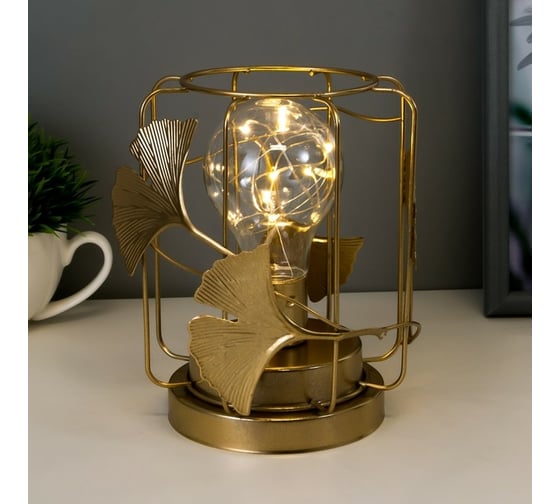 Ночник RisaLux "Листья" LED от батареек 3хАА золото 12x12x14,5 см 7304946
