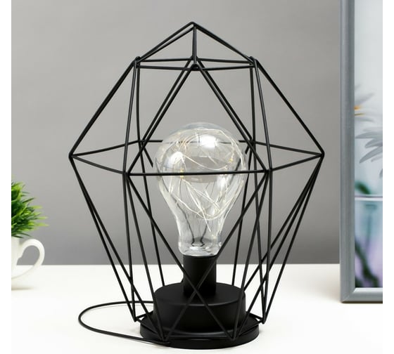 Ночник RisaLux "Геометрия" LED от батареек 3хAAA черный 18x18x25 см 7336993