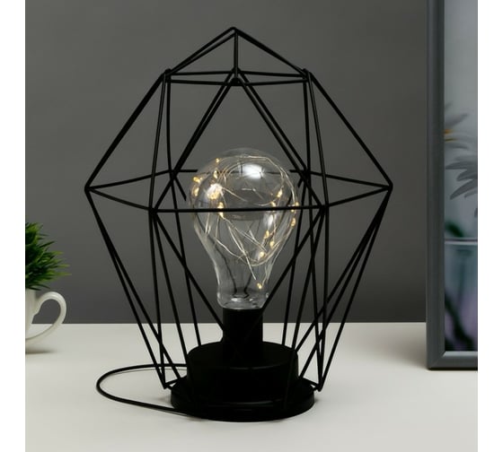 Ночник RisaLux "Геометрия" LED от батареек 3хAAA черный 18x18x25 см 7336993