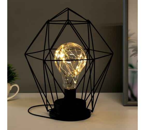 Ночник RisaLux "Геометрия" LED от батареек 3хAAA черный 18x18x25 см 7336993