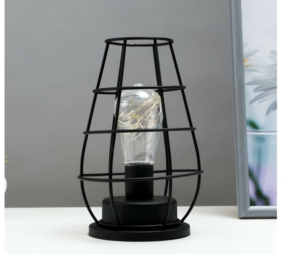 Ночник RisaLux "Фонарь" LED от батареек 3хAAA черный 12x12x19 см 7336992