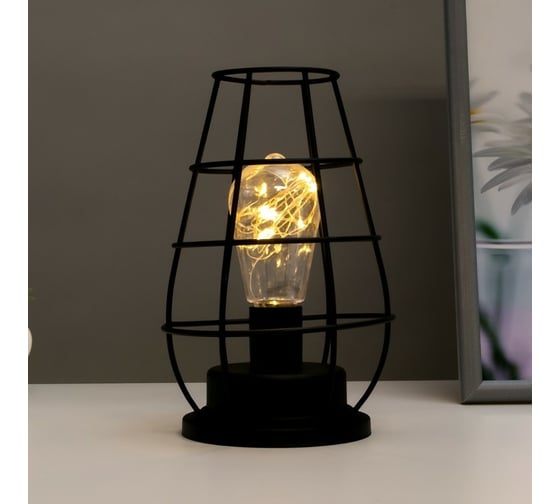 Ночник RisaLux "Фонарь" LED от батареек 3хAAA черный 12x12x19 см 7336992