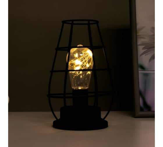 Ночник RisaLux "Фонарь" LED от батареек 3хAAA черный 12x12x19 см 7336992