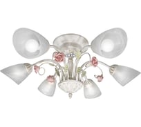 Потолочная люстра ПЕТРАСВЕТ 6 плафонов с цветами и листьями, белая с золотом S2293-6