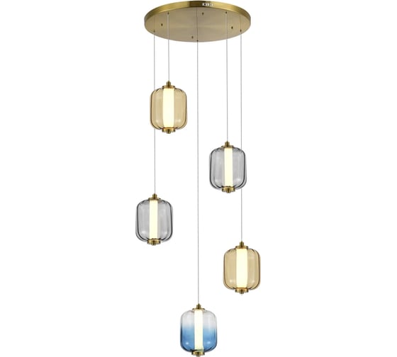 Светильник подвесной ST LUCE ST-Luce Латунь/Янтарный,Дымчатый,Голубой LED 5*10W 3000K SL1193.303.05
