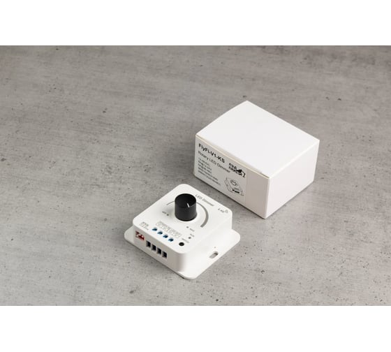 Диммер/контроллер ЛЭД ПРОФИ Fly-Fi V1-KS - 1CH*8A 12–48В DC, Rotary DIM, CV, пластик FF-D-V1-KS