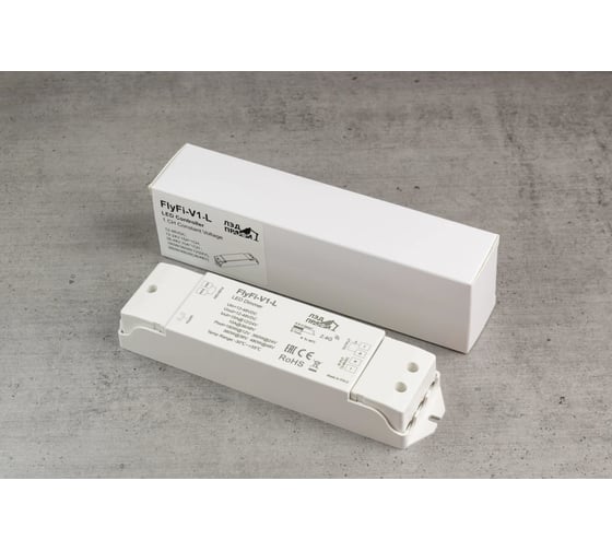 Диммер/контроллер ЛЭД ПРОФИ Fly-Fi V1-L 1CH*15A 12–48В DC, Push-DIM, CV, пластик FF-D-V1-L
