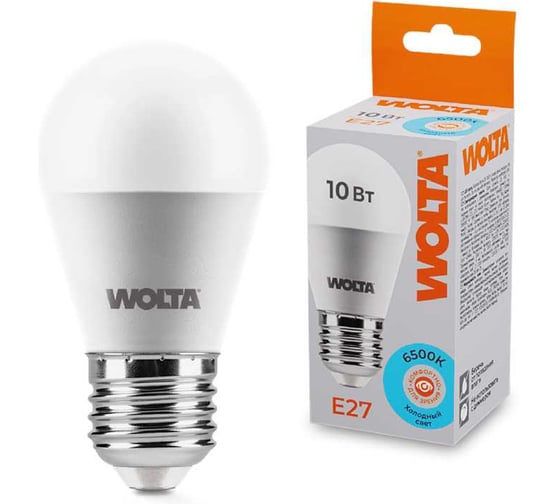 Светодиодная лампа WOLTA 25W45GL10E27 10Вт 6500K E27 (10 шт) 25W45GL10E27-10