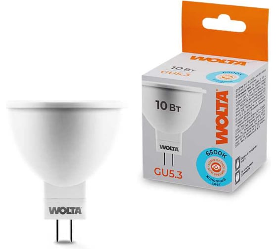 Светодиодная лампа WOLTA 25WMR16-220-10GU5.3 10Вт 6500K GU5.3 (10 шт) 25WMR16-220-10GU5.3-10