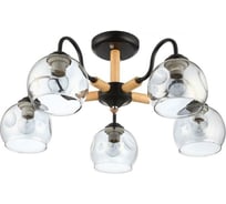 Люстра BayerLux 1088/5BK 40Вт Е27 черный-светлое дерево 56x56x28 см 5443318