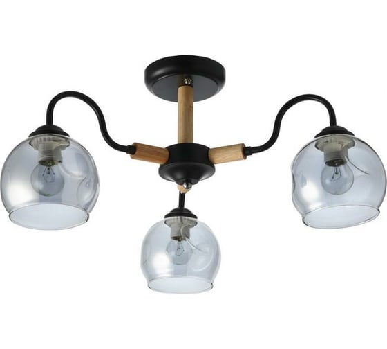 Люстра BayerLux 1088/3BK 40Вт Е27 черный-светлое дерево 52x52x28 см 5443317 1