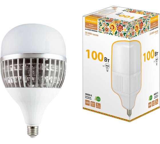 Светодиодная лампа TDM ELECTRIC T-100 Вт-230 В-4000 К–E27 150x253 мм НАРОДНАЯ SQ0340-1587