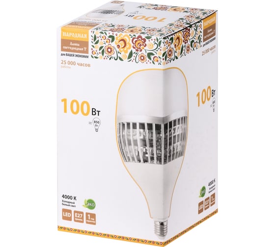 Светодиодная лампа TDM ELECTRIC T-100 Вт-230 В-4000 К–E27 150x253 мм НАРОДНАЯ SQ0340-1587