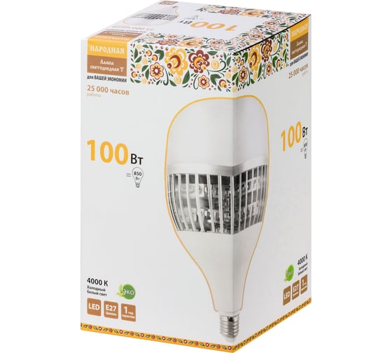 Светодиодная лампа TDM ELECTRIC T-100 Вт-230 В-4000 К–E27 150x253 мм НАРОДНАЯ SQ0340-1587