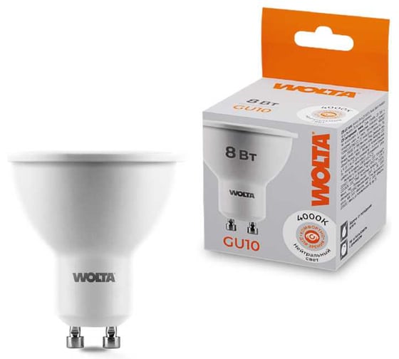 Светодиодная лампа WOLTA 25SPAR16-230-8GU10 8Вт 4000K GU10 (10 шт) 25SPAR16-230-8GU10-10