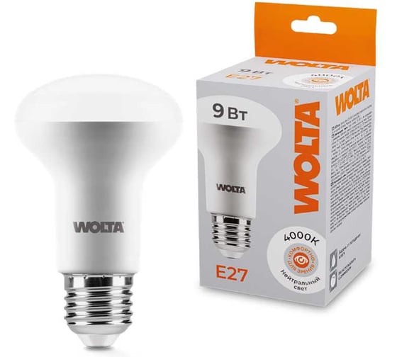 Светодиодная лампа WOLTA 25S63R9E27 9Вт 4000K E27 (10 шт) 25S63R9E27-10
