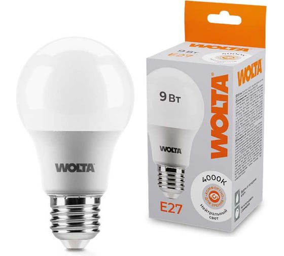 Светодиодная лампа WOLTA 25S60BL9E27 9Вт 4000К E27 (10 шт) 25S60BL9E27-10