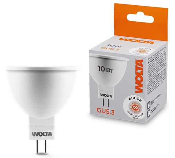 Светодиодная лампа WOLTA 25YMR16-220-10GU5.3 10Вт 3000K GU5.3 (10 шт) 25YMR16-220-10GU5.3-10