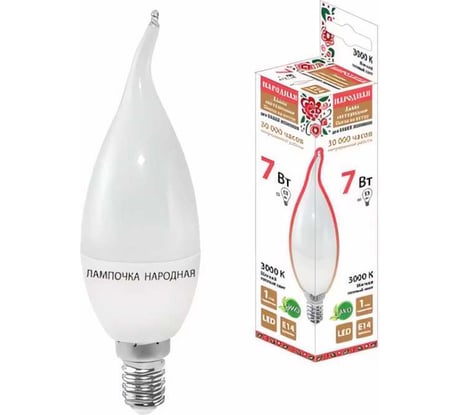 Светодиодная лампа TDM ELECTRIC WFC37-7 Вт-230 В -3000 К–E14 свеча на ветру Народная SQ0340-0191