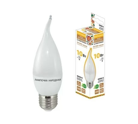 Светодиодная лампа TDM ELECTRIC WFС37-10 Вт-230 В -4000 К–E27 свеча на ветру Народная SQ0340-1601