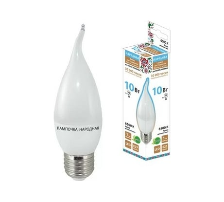 Светодиодная лампа TDM ELECTRIC WFС37-10 Вт-230 В -6500 К–E27 свеча на ветру Народная SQ0340-1603