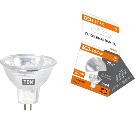 Лампа галогенная с отражателем MR16 (JCDR) - 20 Вт - 230 В - GU5.3 TDM ELECTRIC SQ0341-0067