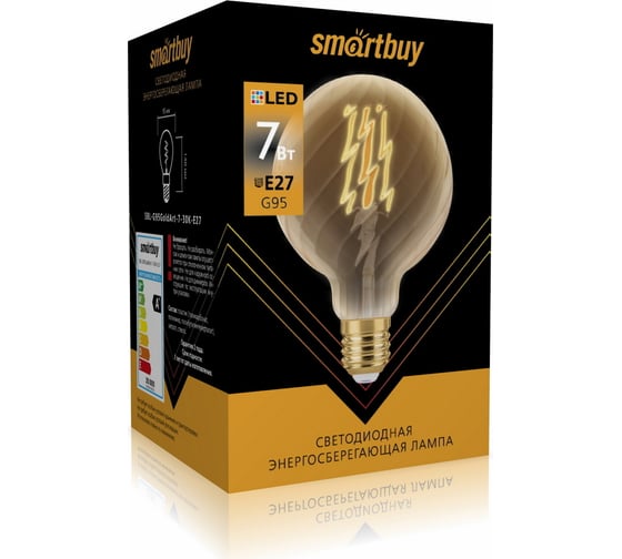 Светодиодная LED лампа Smartbuy ART G95Gold-7W00/E27 SBL-G95GoldArt-7-30K-E27