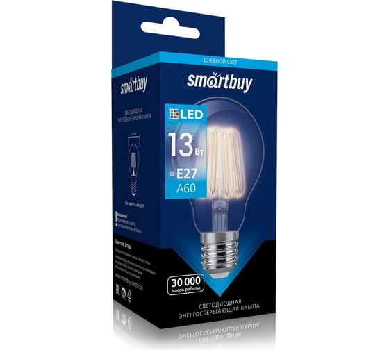 Светодиодная LED лампа Smartbuy FIL A60-13W00/E27 SBL-A60F-13-40K-E27