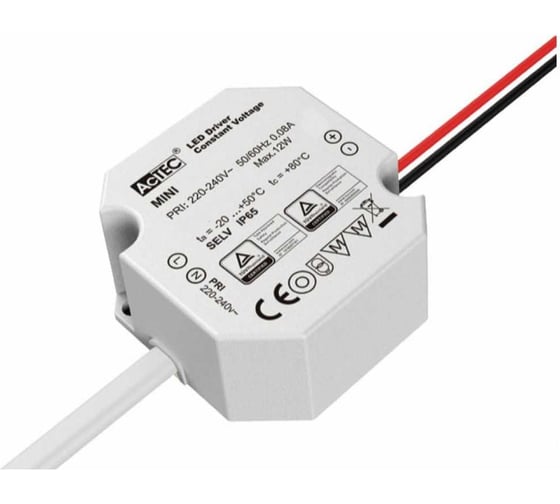 Блок питания AcTEC 24В, 12Вт, IP65, 0.5A, 50x48x24мм MINI-12-24