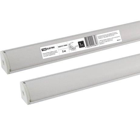 Угловой алюминиевый профиль TDM ELECTRIC 1616 2 метра, матовый рассеиватель, 2 заглушки, 4 крепежа SQ0331-0486