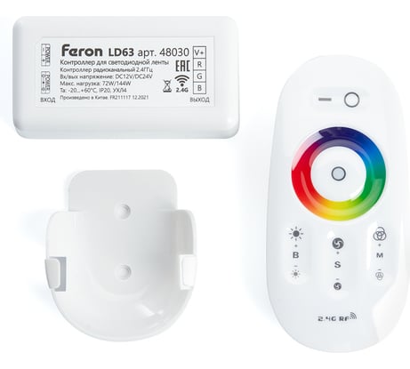 Контроллер RGB для светодиодной ленты FERON с П/У белый, 12-24V, LD63 48030