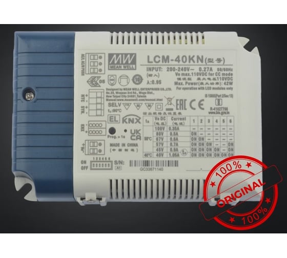 Светодиодный драйвер MEAN WELL LCM-40KN для внутреннего освещения с KNX 42 Вт 2-100 В 0.35-1.05 А 3488439