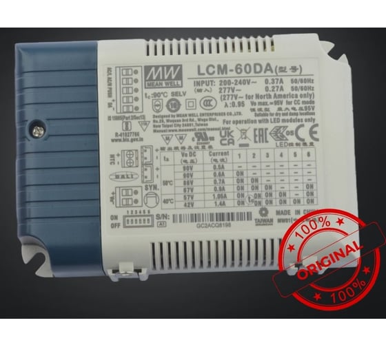 Светодиодный драйвер MEAN WELL LCM-60DA для внутреннего освещения c диммингом DALI 60 Вт 2-90 В 0.5-1.4 А 1112418