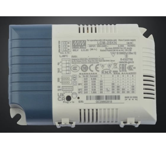 Светодиодный драйвер MEAN WELL LCM-25KN для внутреннего освещения с KNX 25 Вт 6-54 В 0.35-1.05 А 3488438