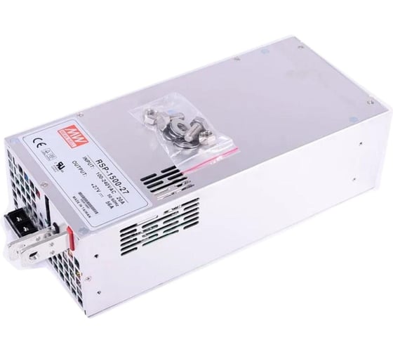 Мощный блок питания MEAN WELL RSP-1500-27 1500Вт 27В 56А программируемый, со встроенным вентилятором, конформным покрытием, дистанционным вкл./выкл., ККМ, комплексом защит 172869