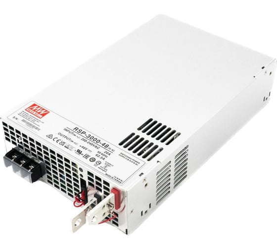 Мощный блок питания MEAN WELL RSP-3000-48 3000 Вт 48 В 62.5А программируемый, со встроенным вентилятором, дополнительным выходом 12В, дистанционным вкл./выкл., ККМ 315512