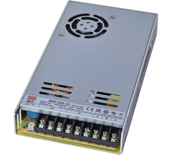 Промышленный блок питания MEAN WELL RSP-320-12 320Вт, 12В, 26.7А, коррекция коэффициента мощности, удаленное управление, расширенный диапазон входного напряжения 1083669