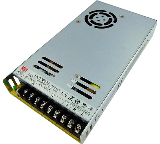 Импульсный источник питания MEAN WELL RSP-320-24 320 Вт с выходным напряжением 24 В, током 13.4 А и коррекцией коэффициента мощности для промышленной автоматизации 1083673