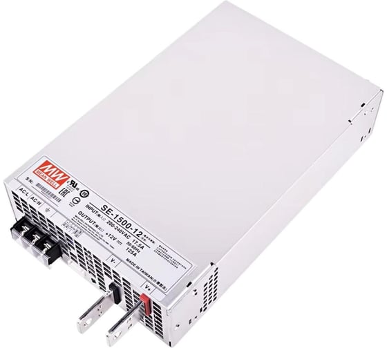 Блок питания на шасси MEAN WELL SE-1500-12 мощный 1500 Вт 12 В 125 А, высокая эффективность, дистанционное вкл/выкл, защита от перегрузок, КЗ, перенапряжения, перегрева 324415