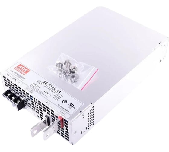 Блок питания на шасси MEAN WELL SE-1500-48 1500Вт 48В 31,3А высокой мощности в кожухе, встроенный вентилятор, алюминиевый корпус, удаленное включение/выключение 440430