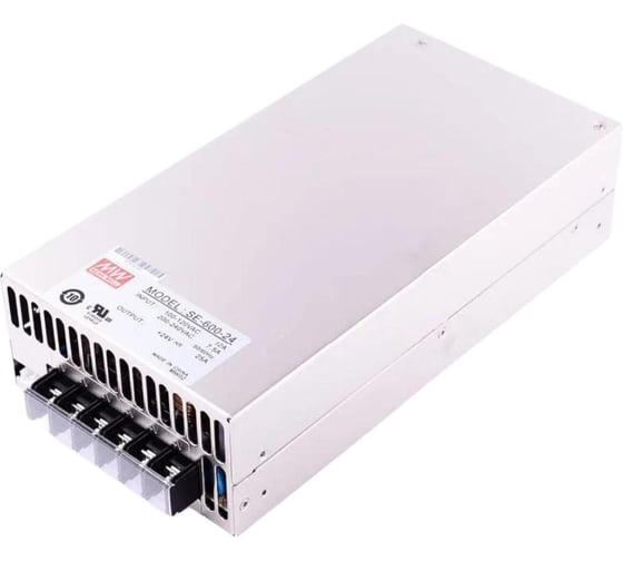 Блок питания в кожухе на шасси MEAN WELL SE-600-24 600 Вт, 24 В, 25 А, высокая эффективность, дистанционное измерение, защита от перегрузок, КЗ, перенапряжения, перегрев 57580
