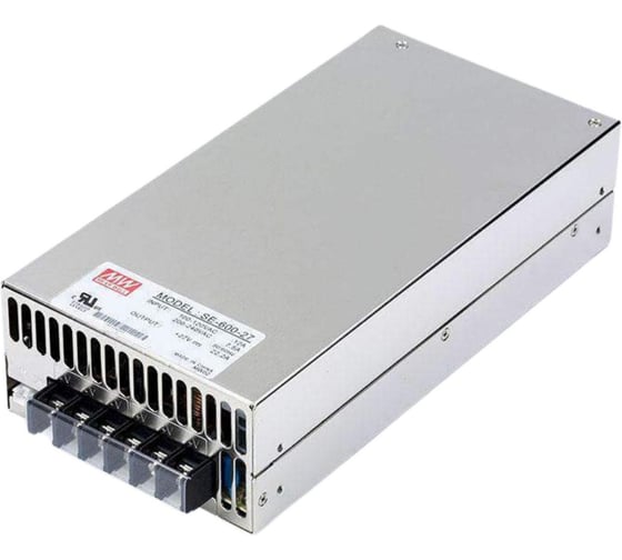 Блок питания на шасси MEAN WELL SE-600-27 600 Вт 27 В 22.2 А высокой мощности в кожухе, встроенный вентилятор, алюминиевый корпус, удаленное включение/выключение 2722255