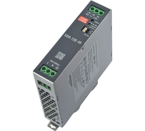 Ультратонкий блок питания на DIN-рейку MEAN WELL XDR-120-48 120 Вт 48 В для экстремальных условий -40...85 C, с комплексом защит, для промавтоматики и оборудования 7739413