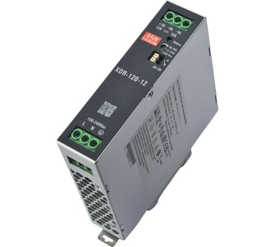 Ультратонкий блок питания на DIN-рейку MEAN WELL XDR-120-12 120 Вт 12 В для экстремальных условий -40...85 C, с комплексом защит, для промавтоматики и оборудования 7739404