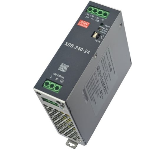 Ультратонкий блок питания на DIN-рейку MEAN WELL XDR-240-24 240 Вт 24 В для экстремальных условий -40...85 C, с комплексом защит, для промавтоматики и оборудования 7739419