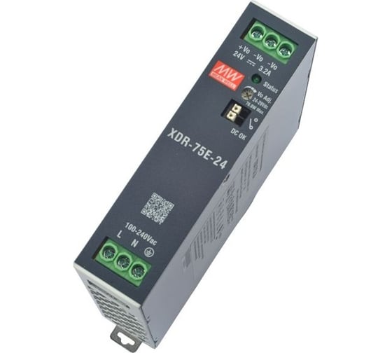 Блок питания на DIN-рейку MEAN WELL XDR-75E-24 76.8 Вт 24 В для экстремальных условий 7033176