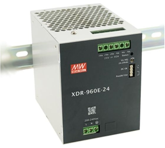 Ультратонкий блок питания на DIN-рейку MEAN WELL XDR-960E-24 960 Вт 24 В для экстремальных условий -40...70 C, с комплексом защит, для промавтоматики и оборудования 7033179