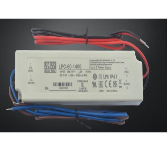 Светодиодный драйвер для наружного освещения MEAN WELL LPC-60-1400 IP67 60 Вт 42 В 1.4 А 317219