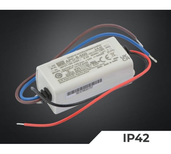 Светодиодный драйвер MEAN WELL APC-8-500 IP42 8 Вт 16 В 0.5 А 2084631